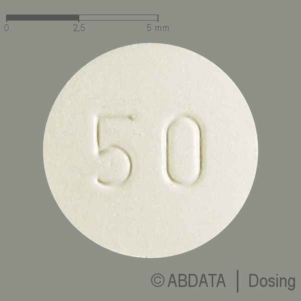 Produktabbildungen für L-THYROXIN 50-1A Pharma Tabletten in der Vorder-, Hinter- und Seitenansicht.