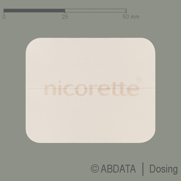 Produktabbildungen für NICORETTE TX Pflaster 25 mg in der Vorder-, Hinter- und Seitenansicht.