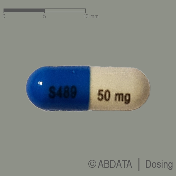 Produktabbildungen für ELVANSE 50 mg Hartkapseln in der Vorder-, Hinter- und Seitenansicht.