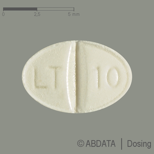 Produktabbildungen für LORANO akut Tabletten in der Vorder-, Hinter- und Seitenansicht.