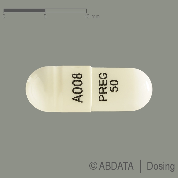Produktabbildungen für PREGABALIN Ascend 50 mg Hartkapseln in der Vorder-, Hinter- und Seitenansicht.