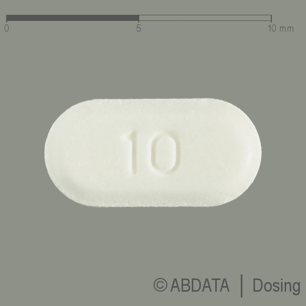 Produktabbildungen für EZETIMIB beta 10 mg Tabletten in der Vorder-, Hinter- und Seitenansicht.