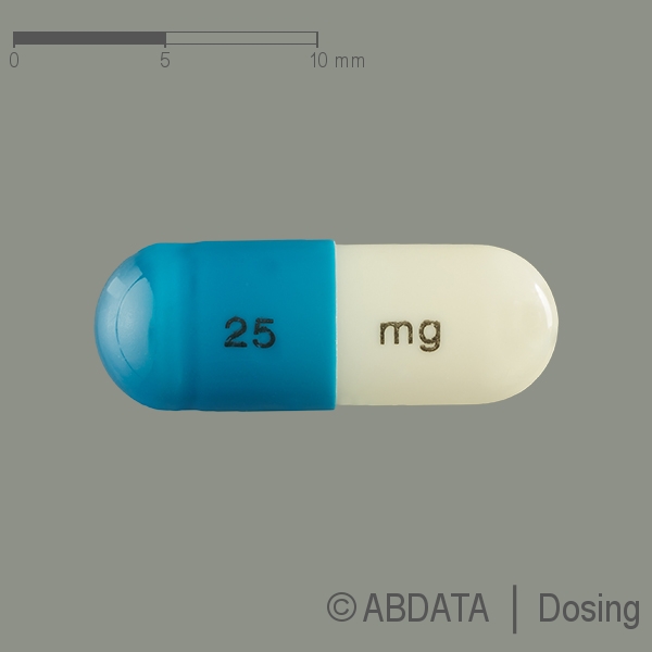 Produktabbildungen für ATOMOXETIN beta 25 mg Hartkapseln in der Vorder-, Hinter- und Seitenansicht.