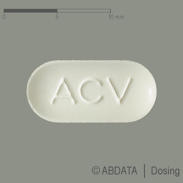 Produktabbildungen für ACICLO BASICS 200 mg Tabletten in der Vorder-, Hinter- und Seitenansicht.