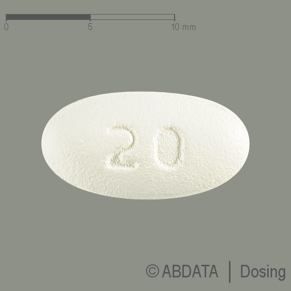 Produktabbildungen für ATORVASTATIN Aurobindo 20 mg Filmtabletten in der Vorder-, Hinter- und Seitenansicht.