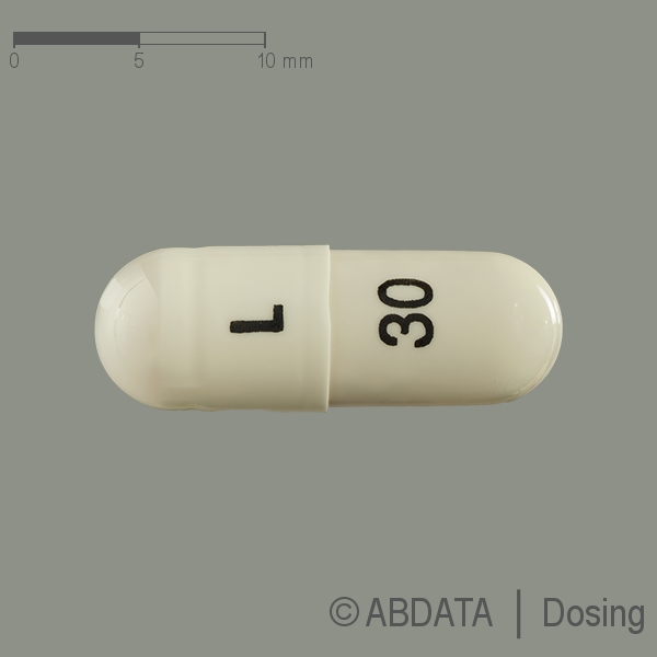 Produktabbildungen für LANSOPRAZOL AbZ 30 mg magensaftres.Hartkaps. in der Vorder-, Hinter- und Seitenansicht.