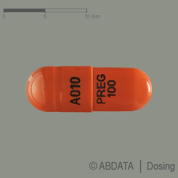 Produktabbildungen für PREGABALIN Ascend 100 mg Hartkapseln in der Vorder-, Hinter- und Seitenansicht.