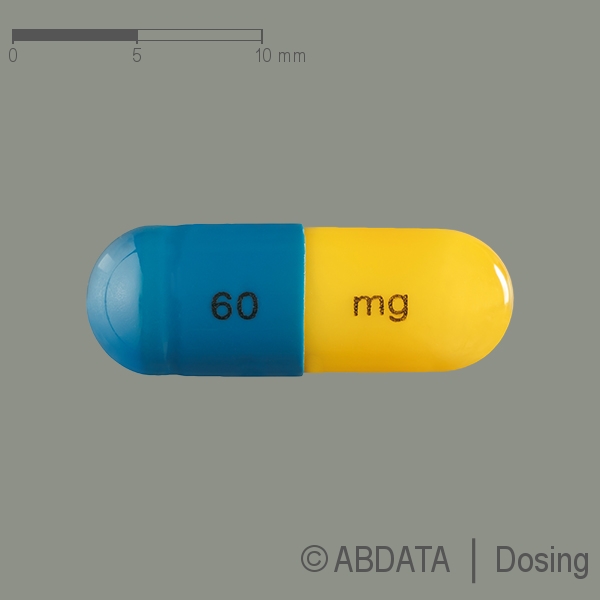 Produktabbildungen für ATOMOXETIN Heumann 60 mg Hartkapseln in der Vorder-, Hinter- und Seitenansicht.