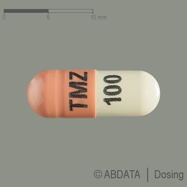 Produktabbildungen für TEMOZOLOMID Accord 100 mg Hartkapseln Sachets in der Vorder-, Hinter- und Seitenansicht.