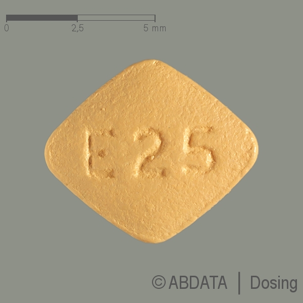 Produktabbildungen für EPLERENON AbZ 25 mg Filmtabletten in der Vorder-, Hinter- und Seitenansicht.