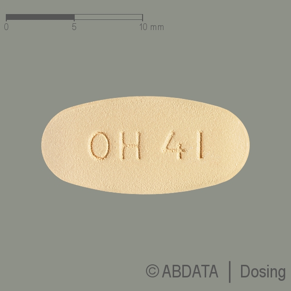Produktabbildungen für OLMESARTAN AbZ comp.40 mg/12,5 mg Filmtabletten in der Vorder-, Hinter- und Seitenansicht.
