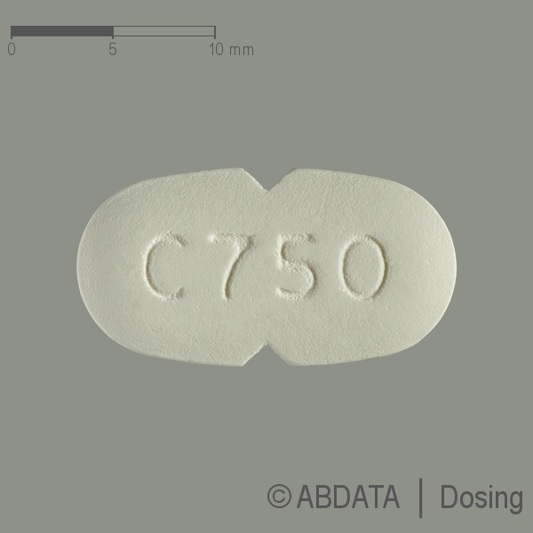 Produktabbildungen für CIPROFLOXACIN AL 750 mg Filmtabletten in der Vorder-, Hinter- und Seitenansicht.