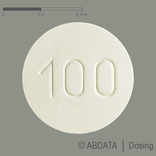 Produktabbildungen für L-THYROXIN 100-1A Pharma Tabletten in der Vorder-, Hinter- und Seitenansicht.