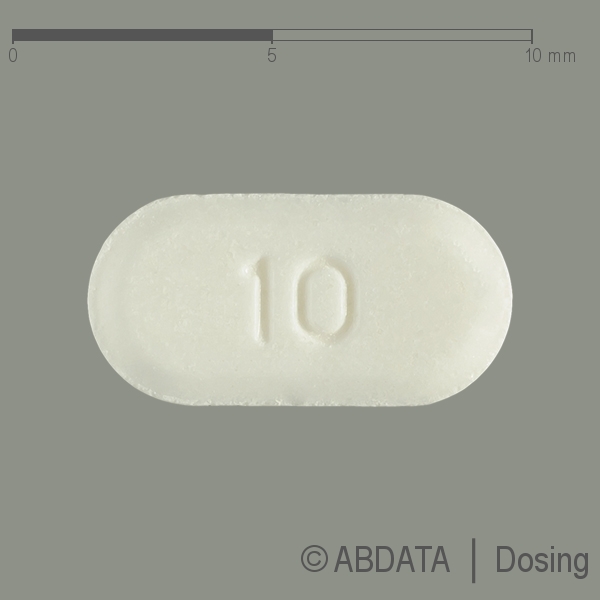 Produktabbildungen für EZETIMIB Accord 10 mg Tabletten in der Vorder-, Hinter- und Seitenansicht.