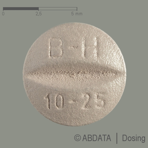 Produktabbildungen für BISOPROLOL comp-CT 10 mg/25 mg Filmtabletten in der Vorder-, Hinter- und Seitenansicht.