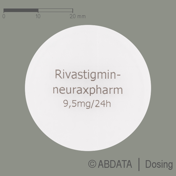 Produktabbildungen für RIVASTIGMIN-neuraxpharm 9,5 mg/24 Std. transd.Pfl. in der Vorder-, Hinter- und Seitenansicht.