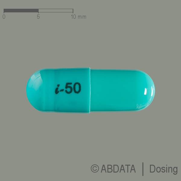Produktabbildungen für ITRAISDIN 50 mg Hartkapseln unverkäufliches Muster in der Vorder-, Hinter- und Seitenansicht.