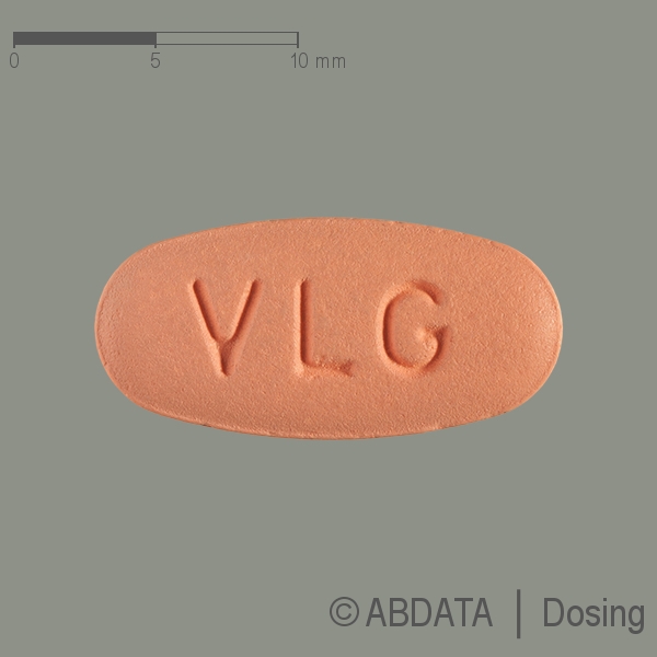 Produktabbildungen für VALGANCICLOVIR Heumann 450 mg Filmtabletten Heunet in der Vorder-, Hinter- und Seitenansicht.