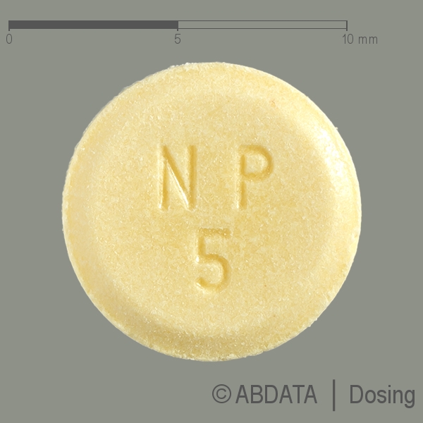Produktabbildungen für LODOTRA 5 mg Tabl.m.veränd.Wirkstofffreisetzung in der Vorder-, Hinter- und Seitenansicht.