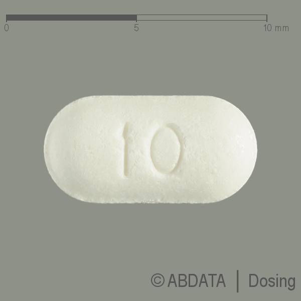 Produktabbildungen für EZETIMIB-ratiopharm 10 mg Tabletten in der Vorder-, Hinter- und Seitenansicht.