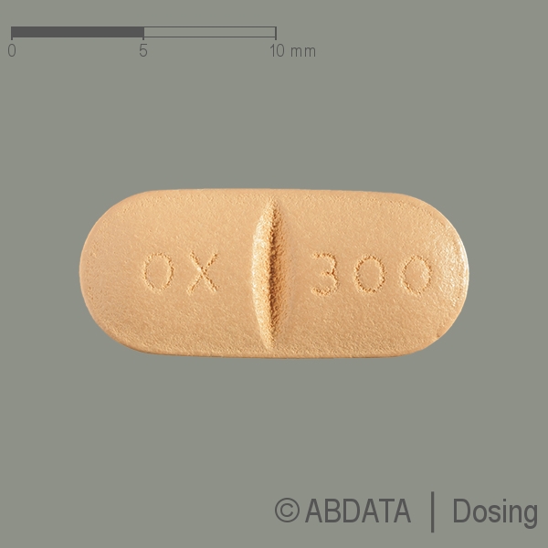 Produktabbildungen für OXCARBAZEPIN dura 300 mg Filmtabletten in der Vorder-, Hinter- und Seitenansicht.