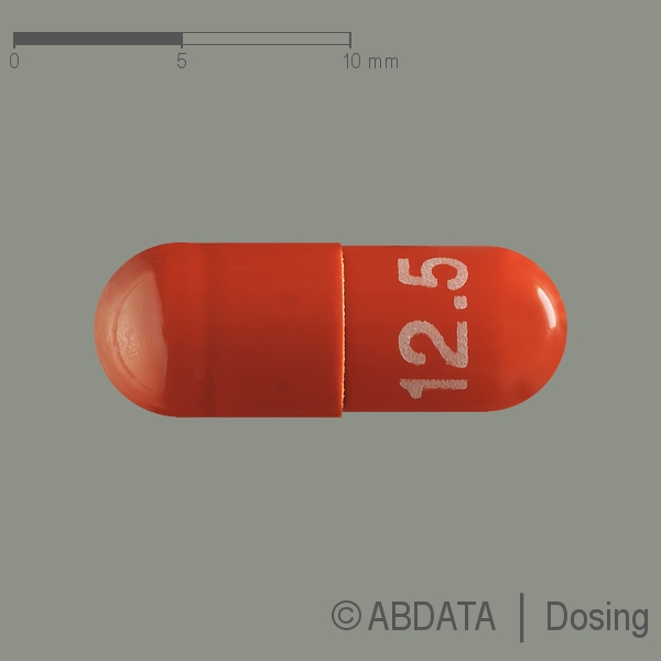 Produktabbildungen für SUNITINIB Denk 12,5 mg Hartkapseln in der Vorder-, Hinter- und Seitenansicht.