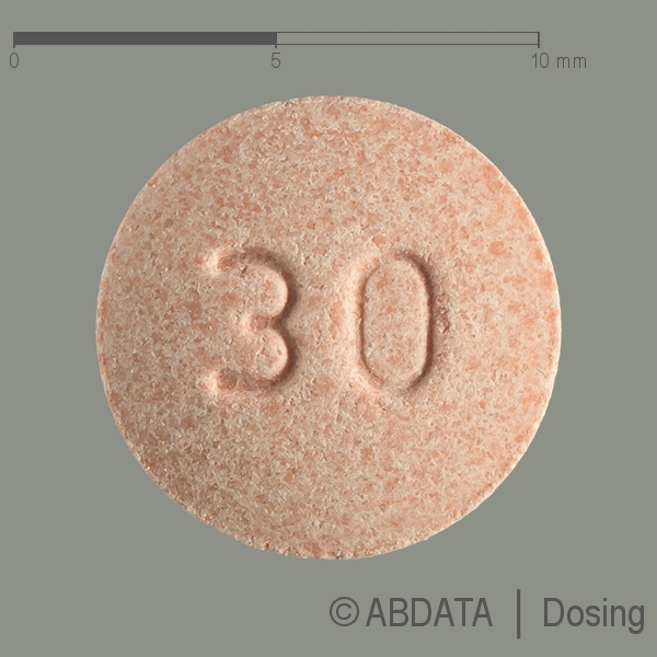 Produktabbildungen für ARIPIPRAZOL AbZ 30 mg Tabletten in der Vorder-, Hinter- und Seitenansicht.