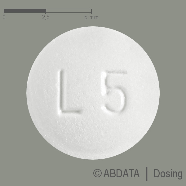 Produktabbildungen für JAKAVI 5 mg Tabletten in der Vorder-, Hinter- und Seitenansicht.