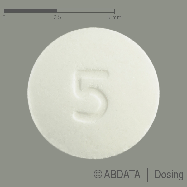 Produktabbildungen für LISINOPRIL 5 Heumann Tabletten in der Vorder-, Hinter- und Seitenansicht.