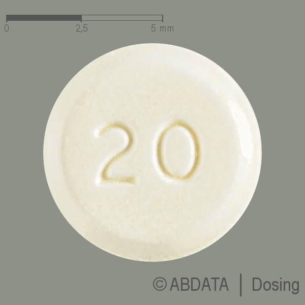 Produktabbildungen für TELMISARTAN HEXAL 20 mg Tabletten in der Vorder-, Hinter- und Seitenansicht.