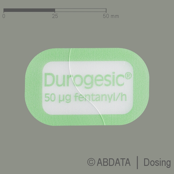 Produktabbildungen für DUROGESIC SMAT 50 μg/h 8,4mg Fentanyl/Pfl. in der Vorder-, Hinter- und Seitenansicht.