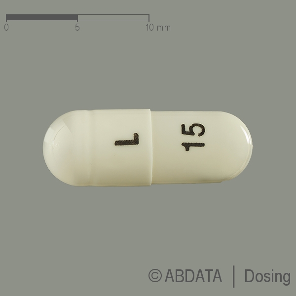 Produktabbildungen für LANSOPRAZOL AbZ 15 mg magensaftres.Hartkaps. in der Vorder-, Hinter- und Seitenansicht.