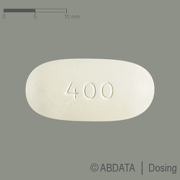 Produktabbildungen für QUETIAPIN-1A Pharma 400 mg Retardtabletten in der Vorder-, Hinter- und Seitenansicht.