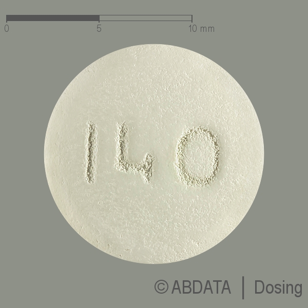 Produktabbildungen für DASATINIB AL 140 mg Filmtabletten STADA in der Vorder-, Hinter- und Seitenansicht.