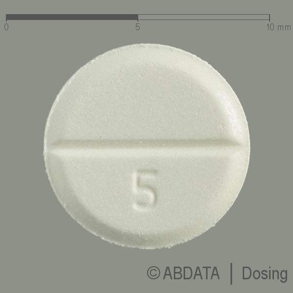 Produktabbildungen für OXYBUTYNIN AbZ 5 mg Tabletten in der Vorder-, Hinter- und Seitenansicht.