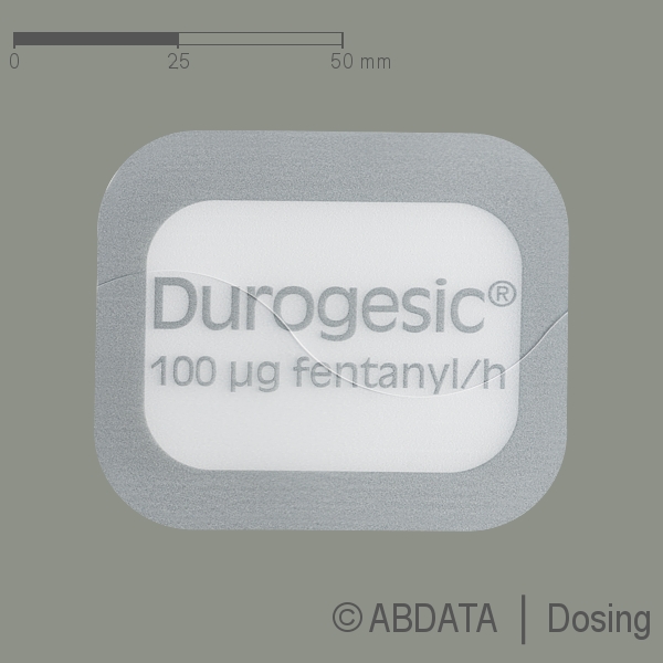 Produktabbildungen für DUROGESIC SMAT 100 μg/h 16,8mg Fentanyl/Pfl. in der Vorder-, Hinter- und Seitenansicht.