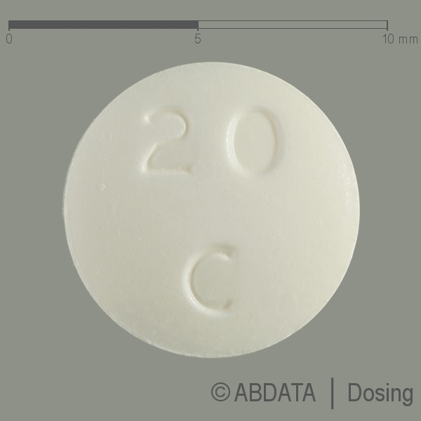 Produktabbildungen für LISINOPRIL HCT Dexcel 20 mg/12,5 mg Tabletten in der Vorder-, Hinter- und Seitenansicht.