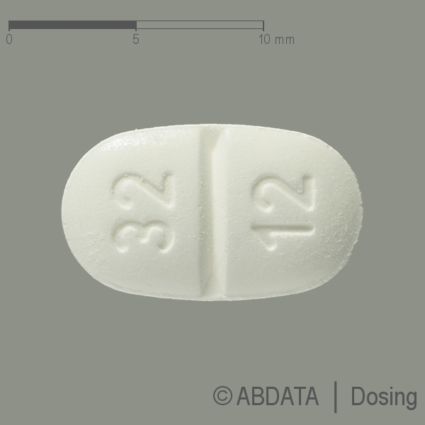 Produktabbildungen für CANDESARTAN AbZ comp. 32 mg/12,5 mg Tabletten in der Vorder-, Hinter- und Seitenansicht.
