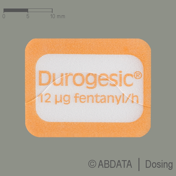 Produktabbildungen für DUROGESIC SMAT 12 μg/h 2,1mg Fentanyl/Pfl. in der Vorder-, Hinter- und Seitenansicht.