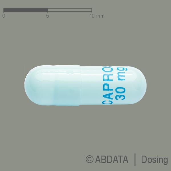 Produktabbildungen für CAPROS 30 mg Hartkapsel retardiert in der Vorder-, Hinter- und Seitenansicht.