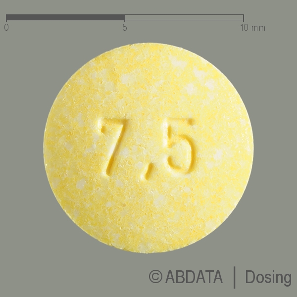 Produktabbildungen für METEX 7,5 mg Tabletten in der Vorder-, Hinter- und Seitenansicht.
