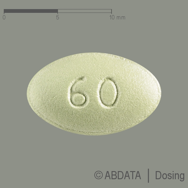 Produktabbildungen für MIMPARA 60 mg Filmtabletten in der Vorder-, Hinter- und Seitenansicht.