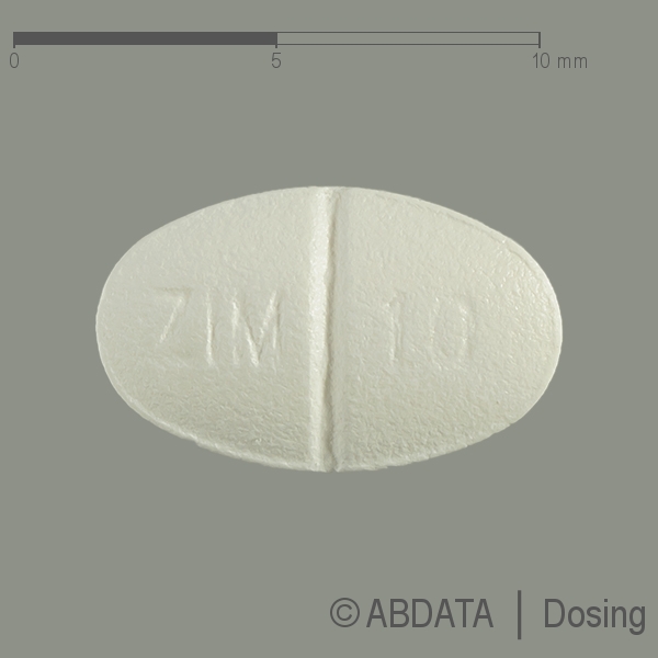 Produktabbildungen für ZOLPIDEM AbZ 10 mg Filmtabletten in der Vorder-, Hinter- und Seitenansicht.