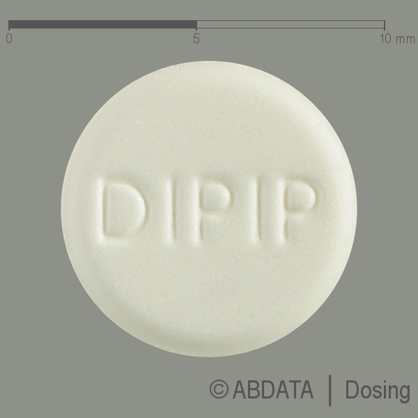 Produktabbildungen für DIPIPERON Tabletten in der Vorder-, Hinter- und Seitenansicht.