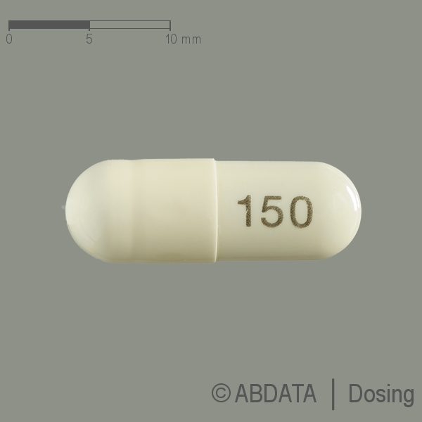 Produktabbildungen für PREGABALIN-neuraxpharm 150 mg Hartkapseln in der Vorder-, Hinter- und Seitenansicht.
