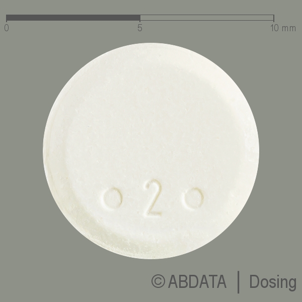 Produktabbildungen für RIVOTRIL 2 mg Tabletten in der Vorder-, Hinter- und Seitenansicht.