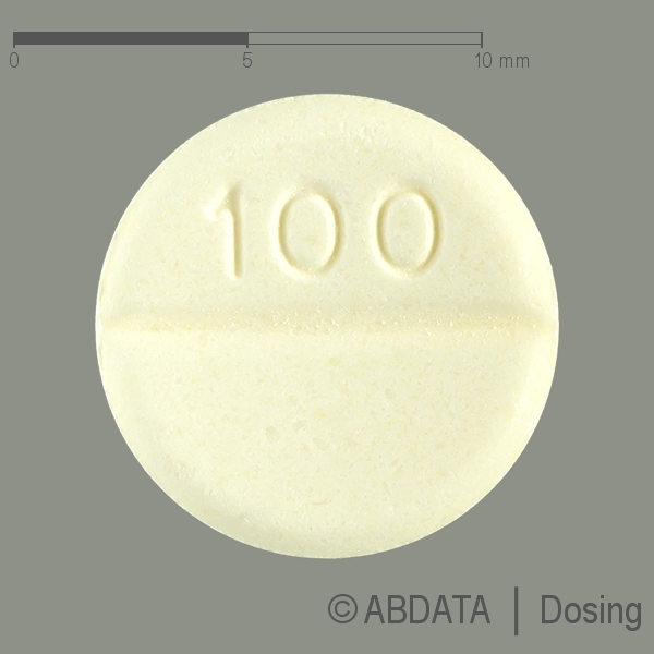 Produktabbildungen für CLOZAPIN beta 100 mg Tabletten in der Vorder-, Hinter- und Seitenansicht.