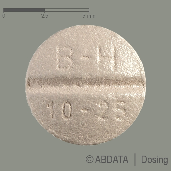 Produktabbildungen für BISOPROLOL-ratiopharm comp.10 mg/25 mg Filmtabl. in der Vorder-, Hinter- und Seitenansicht.