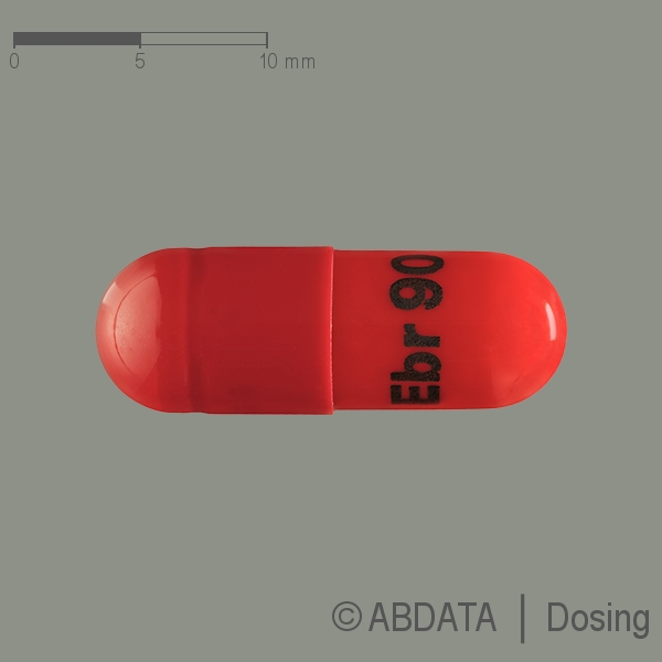Produktabbildungen für EBRANTIL 90 mg Retardkapseln in der Vorder-, Hinter- und Seitenansicht.