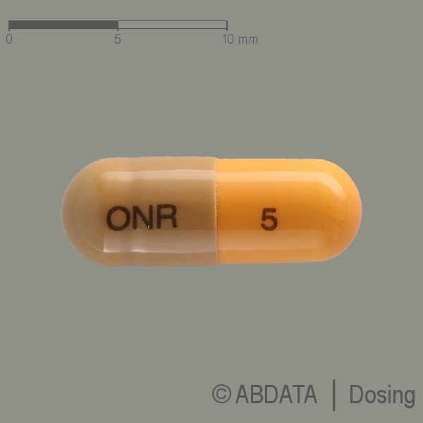 Produktabbildungen für OXYGESIC akut 5 mg Hartkapseln in der Vorder-, Hinter- und Seitenansicht.